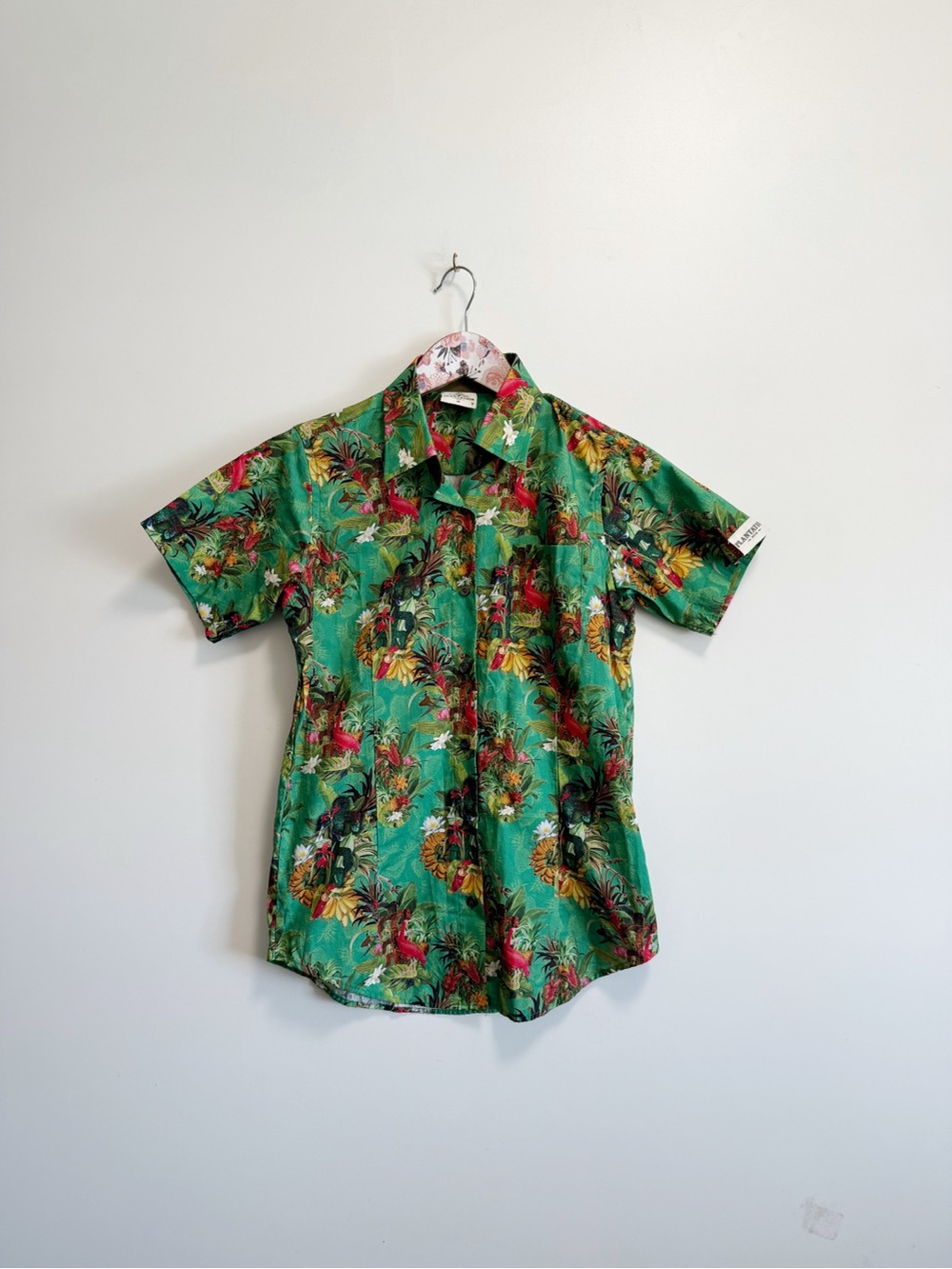 PLANTATION RUM Green Tropical Short Sleeve Button Up Shirt M Medium